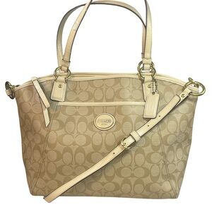COACH F19816 Peyton Signature Tote Beige